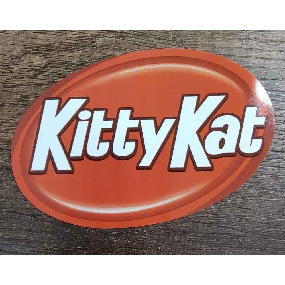 Kitty Kat Oval Vinyl Water Resistant Sticker Kit Kat Candy Bar Pun